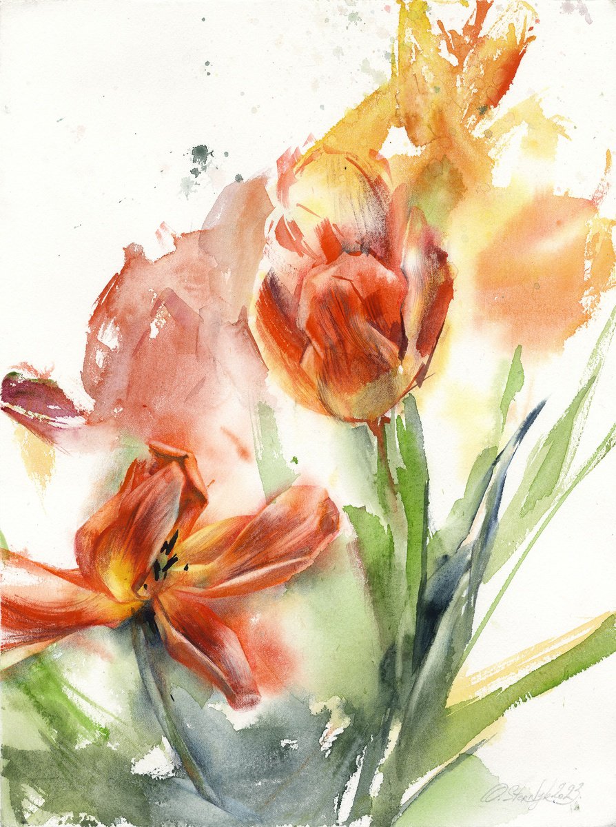 Red tulips by Olga Sternyk