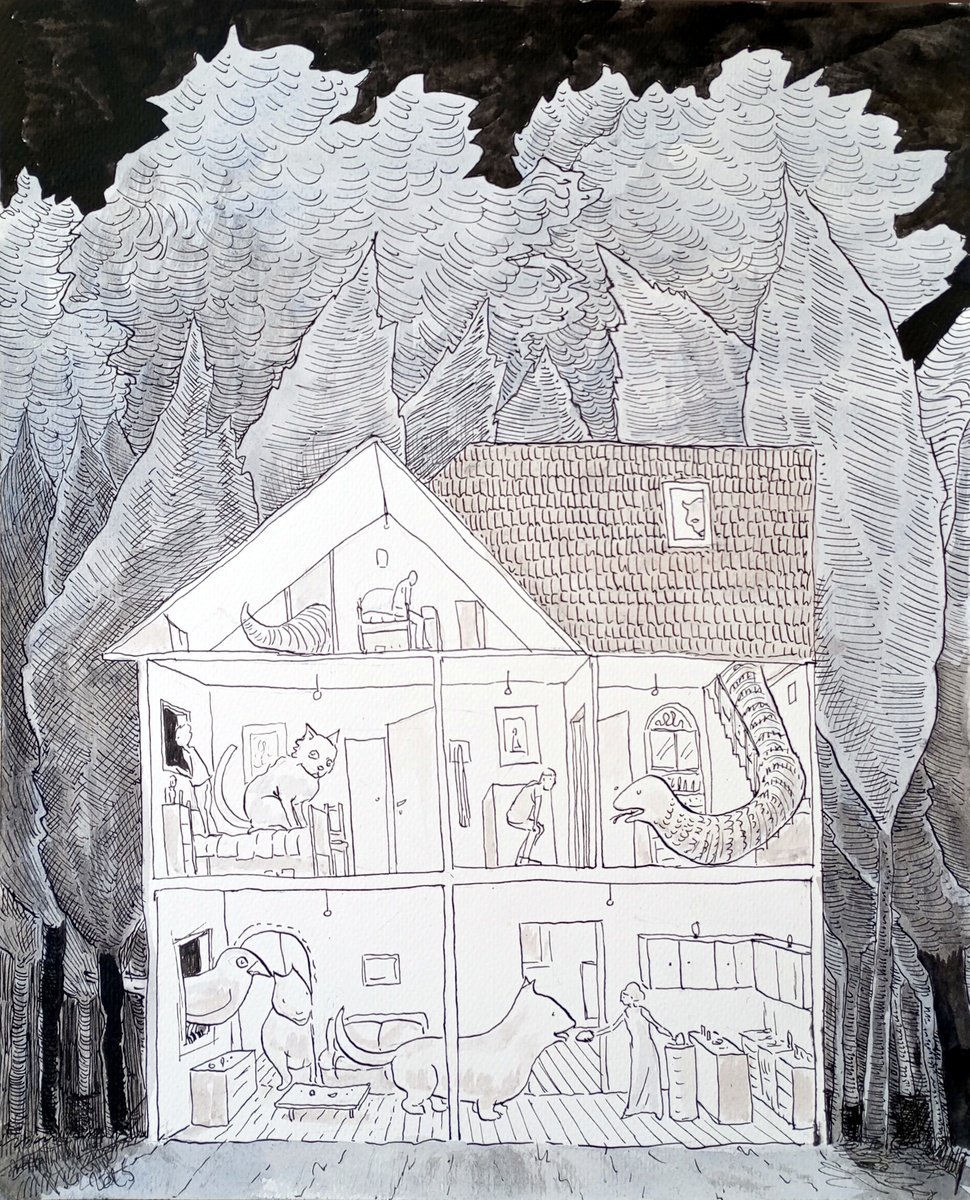 Illustrative Cityscapes Ink Drawing By Paolo Beneforti, 9 X 12", Atlantes Palace, Original Artwork