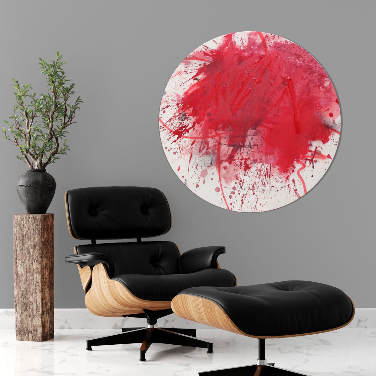 Expressive Painting , Rough Red 3 (Circle) By Daniela Schweinsberg, 47 X 47, Artwork For Sale On Artfinder