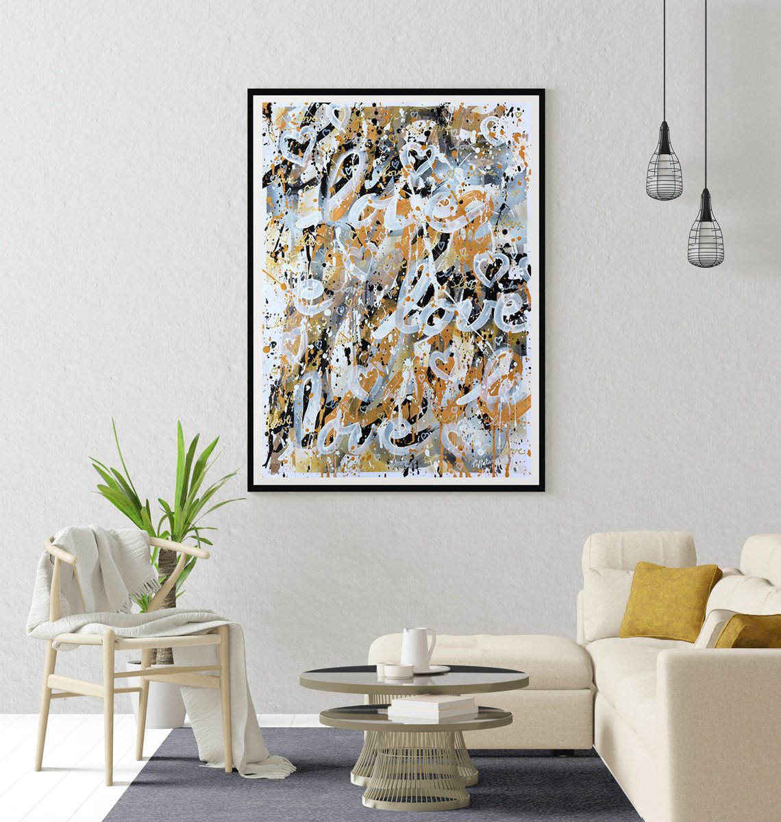 Urban And Pop Abstract Acrylic Painting By Isabelle Pelletane, 20 X 28, Love Love 20, Original Artwork