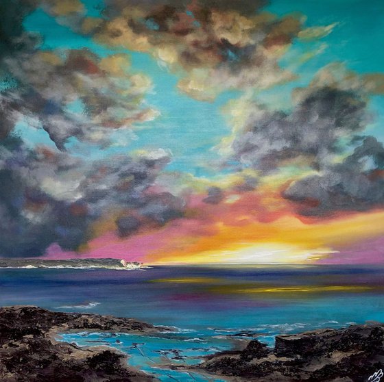 Sunrise over the Isle of Wight on a large canvas