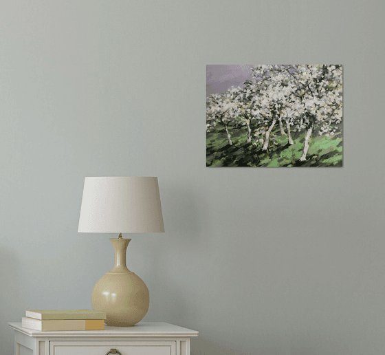 The Cherry Orchard. one of a kind, handmade artwork, original painting.