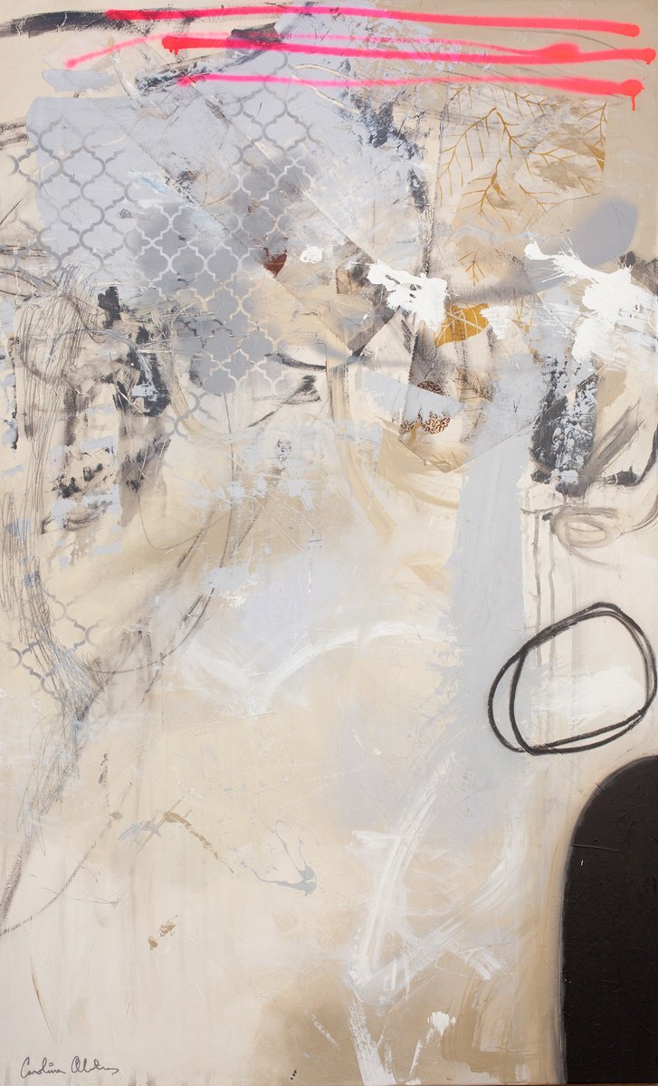 Organic Abstract Acrylic Painting By Carolina Alotus, 37 X 61, Credibility, Original Artwork