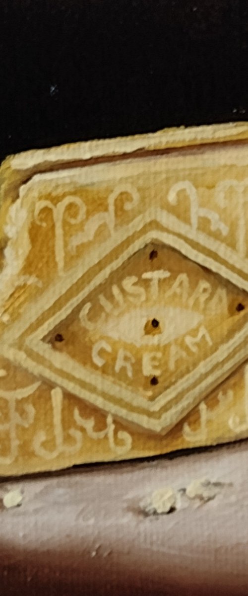 Little Custard Cream biscuit still life by Jane Palmer Art