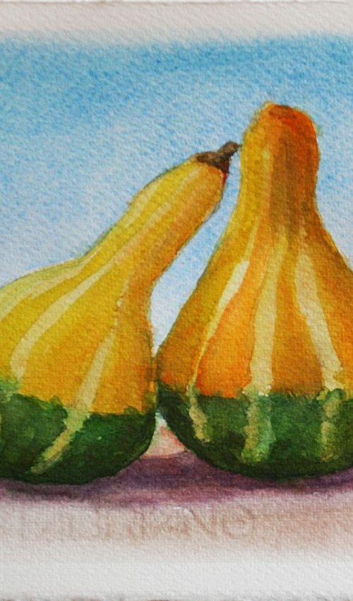 Pumpkins  / Original Painting / color harmony of watercolor / a gift for you by Salana Art Gallery