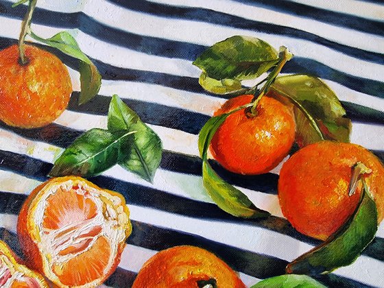 "Tangerine mood. "  Tangerine still life  liGHt original painting  GIFT (2022)