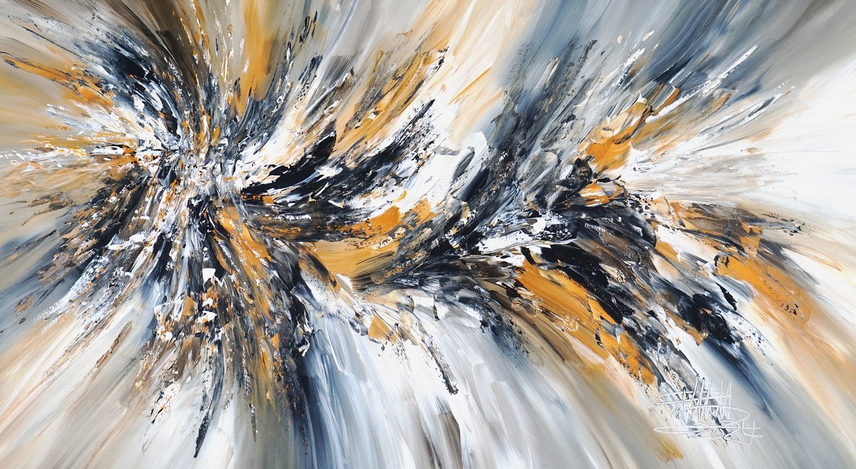 Abstract Acrylic Painting By Peter Nottrott, 61 X 33", Nature Adventure L 25, Original Artwork