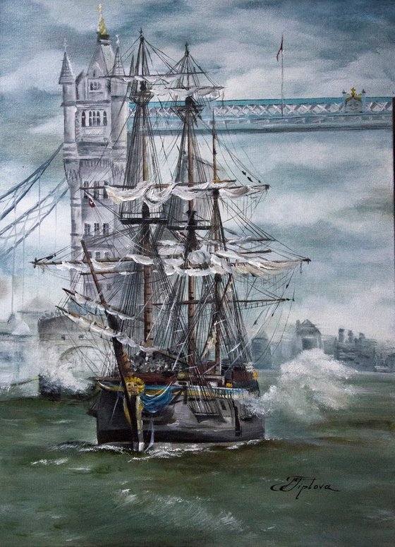 ''Swedish Tallship Gotheborg'' Original oil painting