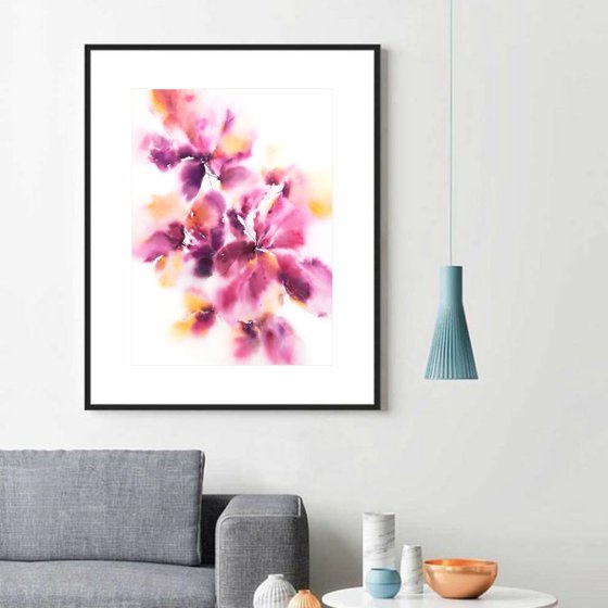 Purple watercolor flower bouquet painting