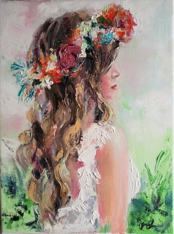 Flowers In Her Hair Oil Painting On Canvas Artfinder