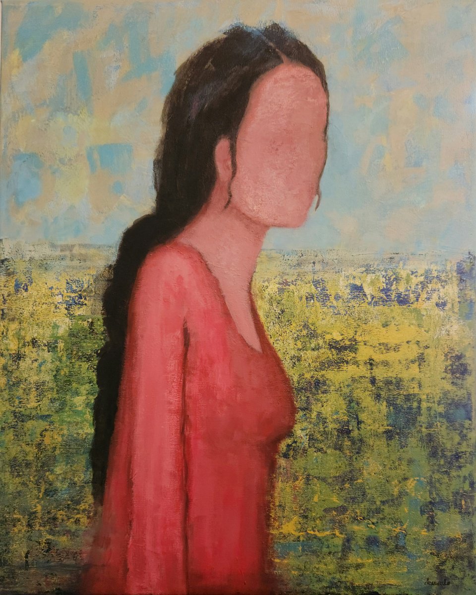 Organic Portrait Acrylic Painting By Donna Ceraulo, 24 X 30, Annalise, Original Artwork