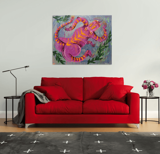 Pink Panther. Wild Tiger Cat. Canvas XXL