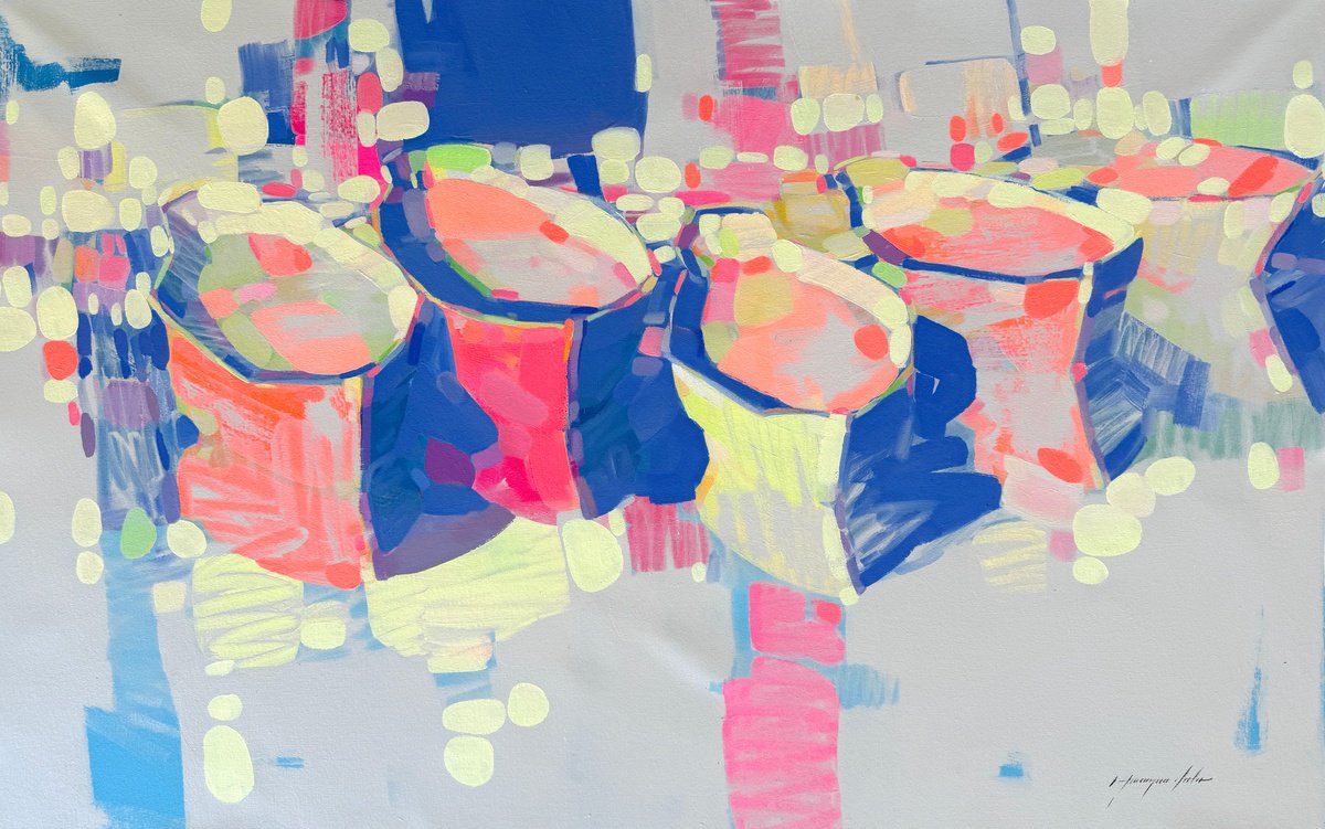 Impressionistic Landscape Oil Painting By Vahe Yeremyan, 44 X 27", Harbor, Original Artwork