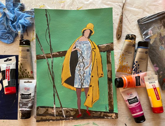 Fishing Girl Painting