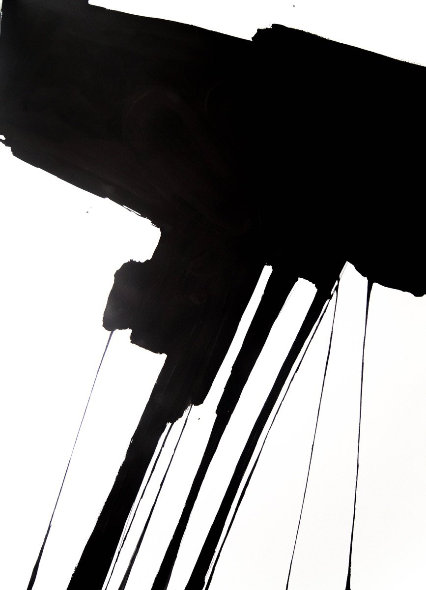 Abstract Ink Drawing By Nadia Moniatis, 21 X 29", Abstract Artwork, Original Artwork