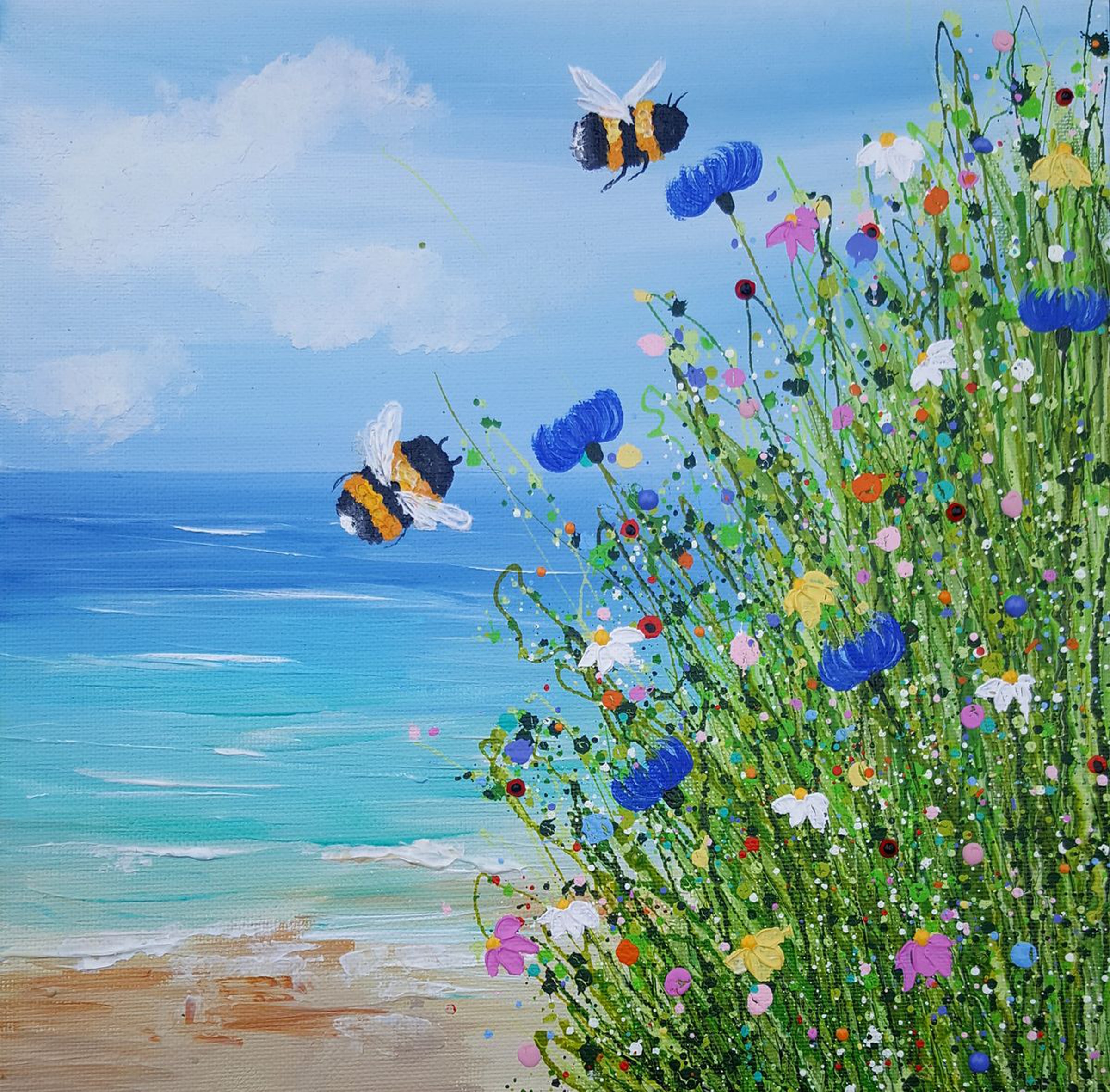 Bee Side The Sea Acrylic Painting By Lucy Moore Artfinder