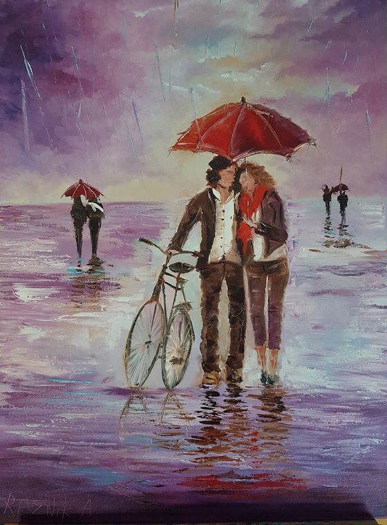 Romantic couple...there is no such thing as bad weather 60*80cm