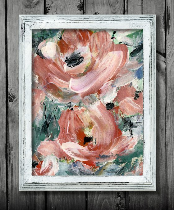 Shabby Chic Dream 16 - Framed Floral Painting by Kathy Morton Stanion