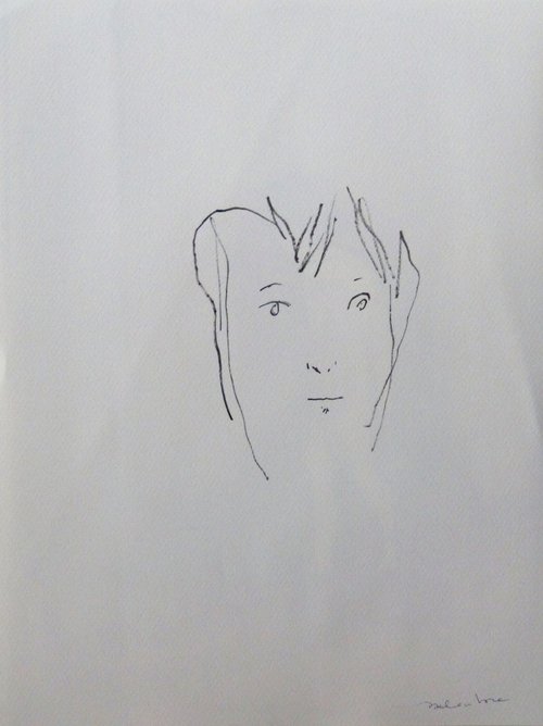 Minimalist Portrait 2, Ink on Paper 29x41 cm by Frederic Belaubre