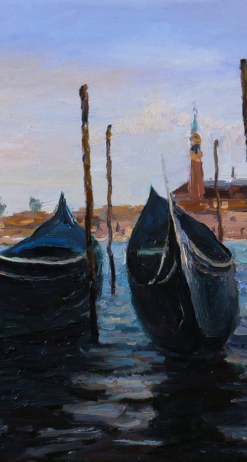 Boats In Venice - Venice painting by Nikolay Dmitriev