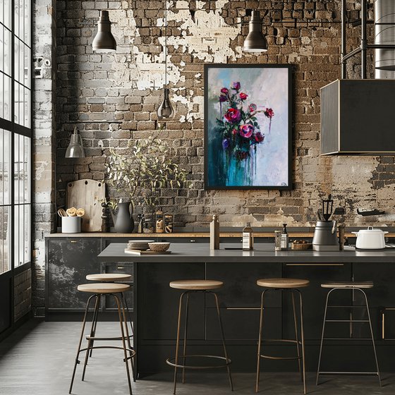 Red Rose Impasto Wall Art