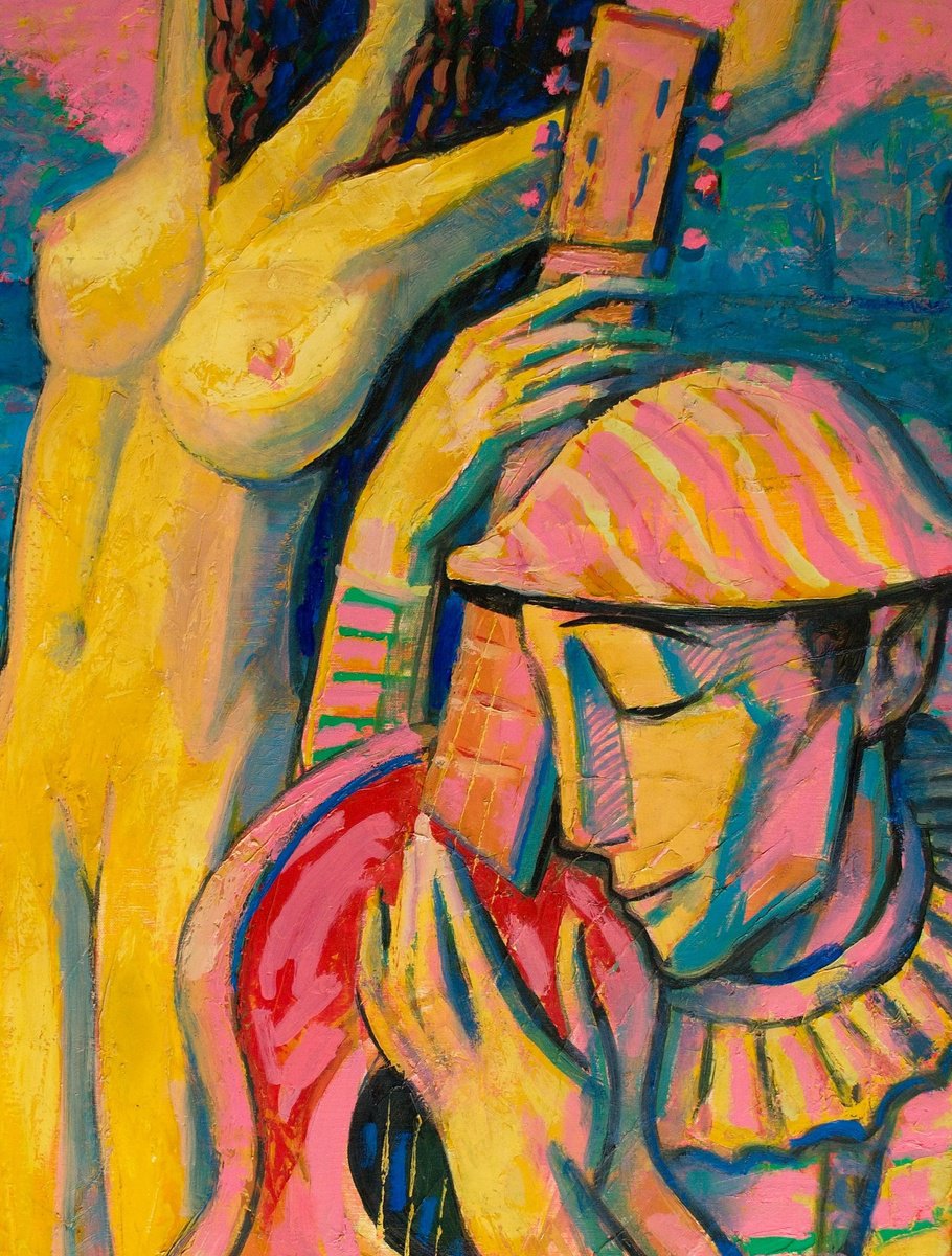 Expressive Portrait Oil Painting By Rumen Sazdov, 31 X 39", Dance For You, Original Artwork