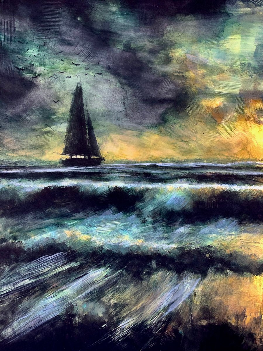 Impressionistic Landscape Painting By Sinisa Alujevic, 12 X 16", Tides Arise, Original Artwork