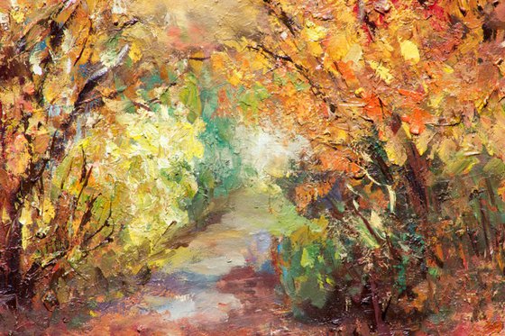 Landscapes Painting, Golden autumn, Realistic Style, Park Paintings