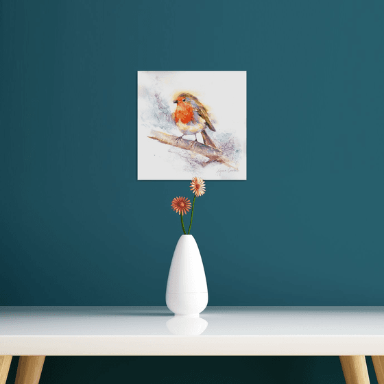 Robin painting, Robin watercolour, Robin watercolor painting, Bird wall art, Bird painting