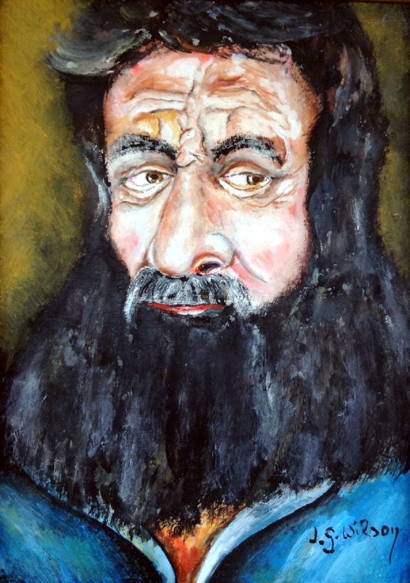 Portrait Oil Painting By Jg Wilson, 6 X 8, Old Man N. 3, Original Artwork