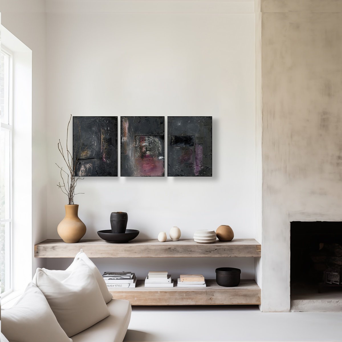 Abstract Painting By Kathy Morton Stanion, 36 X 16", Magical Incantations Col. 1, Original Artwork