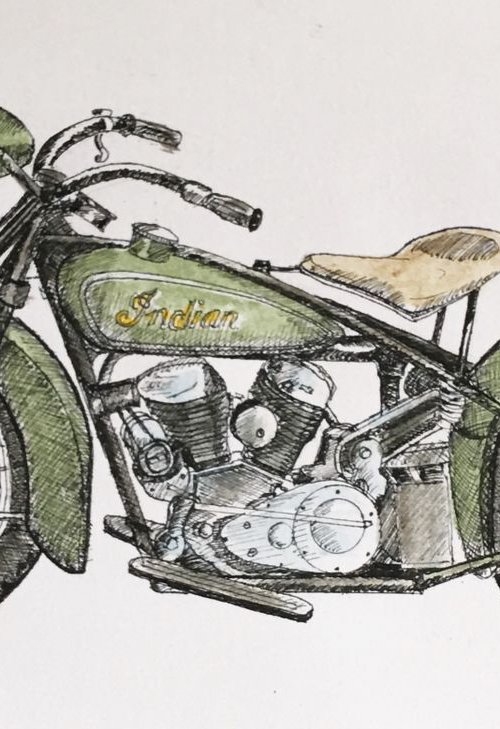 Vintage Indian Chief Motorcycle by Laurence Wheeler