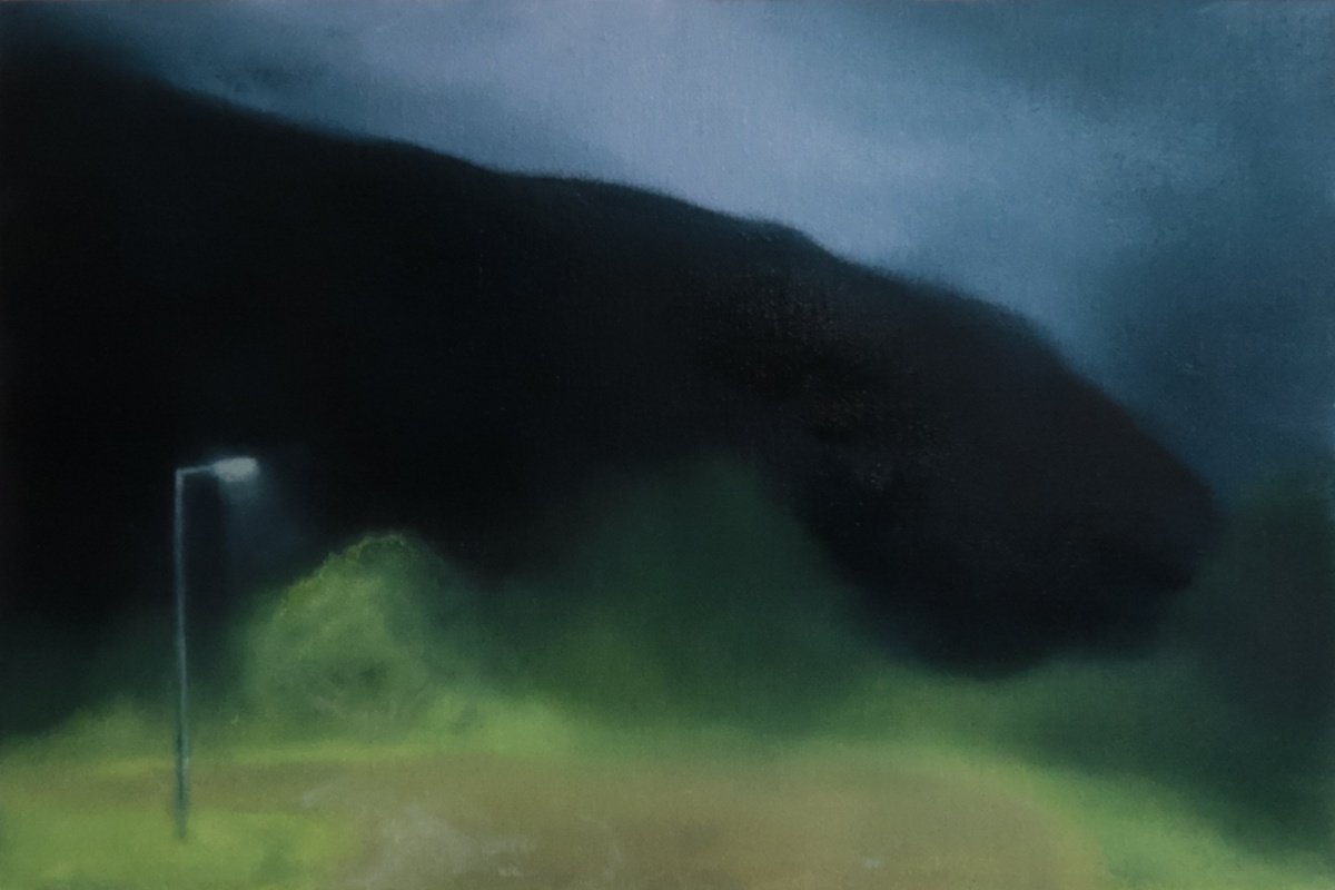 Landscape Oil Painting By Howard Sills, 12 X 8, Mountain Lights, Original Artwork