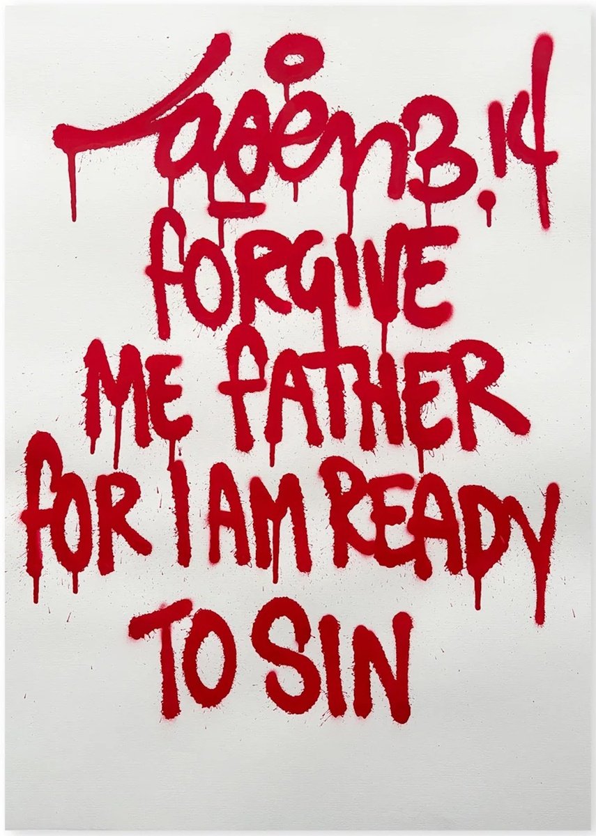 Urban And Pop Abstract Painting By Laser 3.14, 20 X 26", Forgive Me Father I Am Ready To Sin, Original Artwork