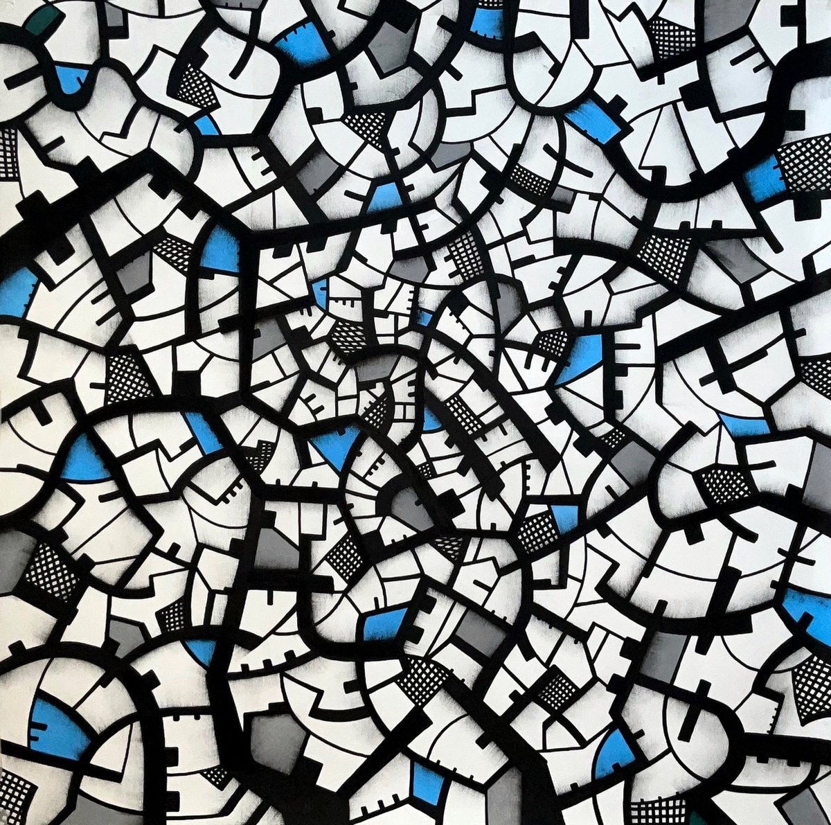 Abstract Acrylic Painting By Riccardo Ticco Capparella, 35 X 35", Bone Machine #4, Original Artwork