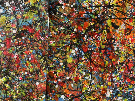 Dark and Luminous Pathways - Diptych Painting