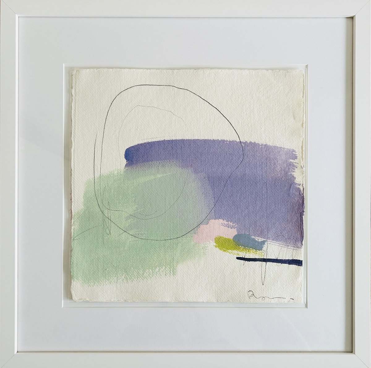 Abstract Ink Drawing By Ryoko Minamitani, 12 X 12", Conversation With Line And Colour 64, Original Artwork