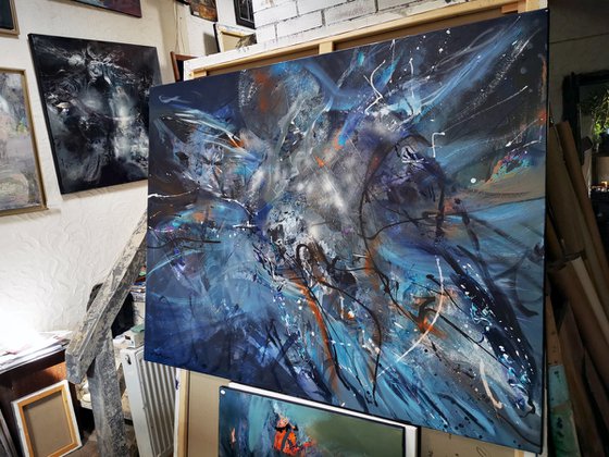 Gigantic XXL painting large scale masterpiece dreams childhood game light and vibrations by master Kloska