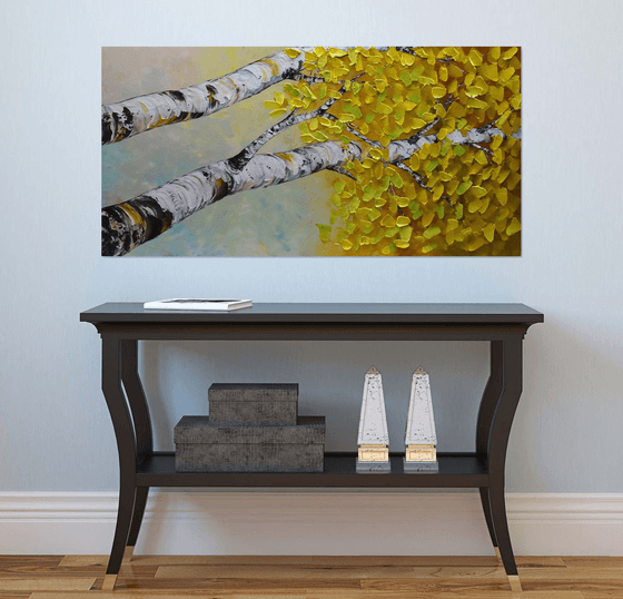 Silver Birches - Large Acrylic Impasto Painting