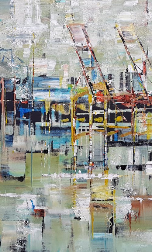Harbour Life, Port abstract modern Impressionism by Kathrin Flöge
