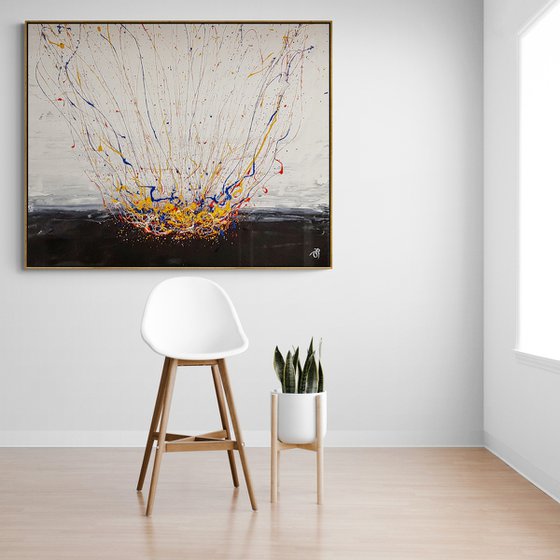 Sprucigi N-34 (H)129x(W)158 cm. Colorful Splash Abstract Painting