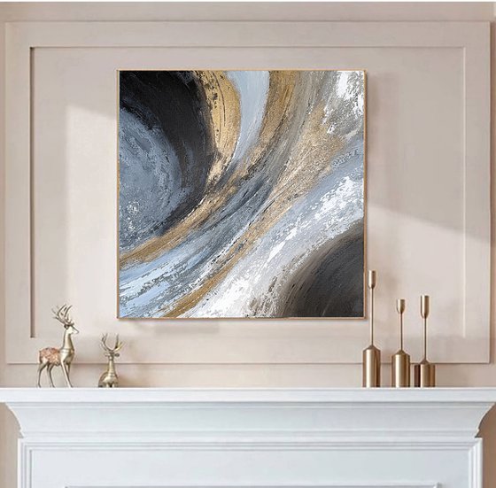 Golden Motion in Blue and Stone.Gold Textured