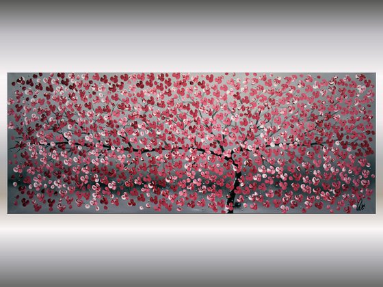 Zauberbaum - large acrylic abstract painting cherry blossoms nature painting canvas wall art