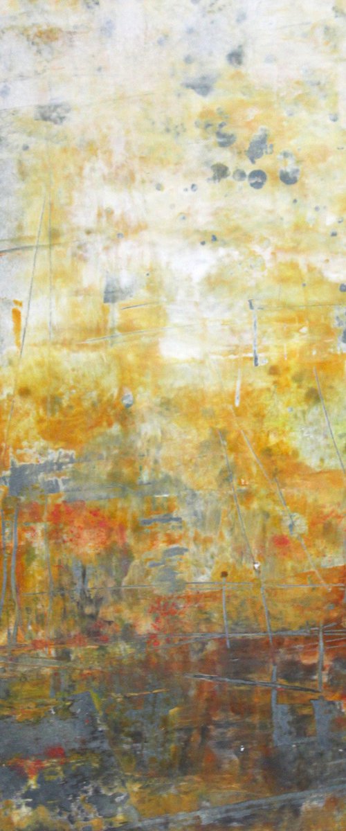 "orange grunge" cold wax by Laura Spring