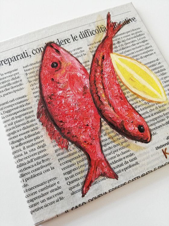 "Red Mullets on Newspaper"