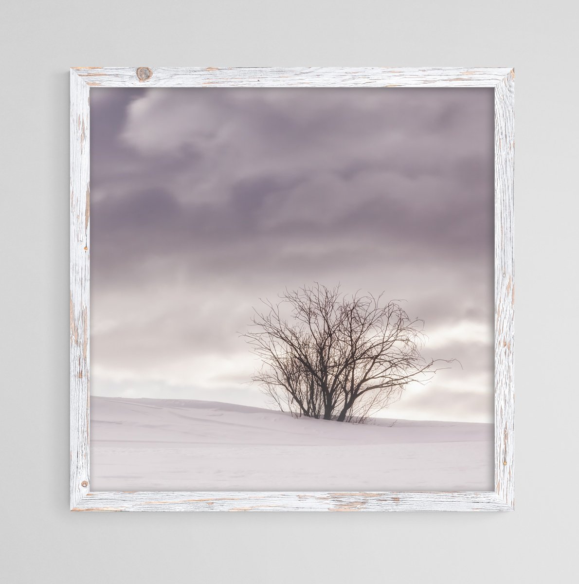 Impressionistic Landscape Photograph By Karim Carella, 35 X 35", White Italian Scape #13, Original Artwork