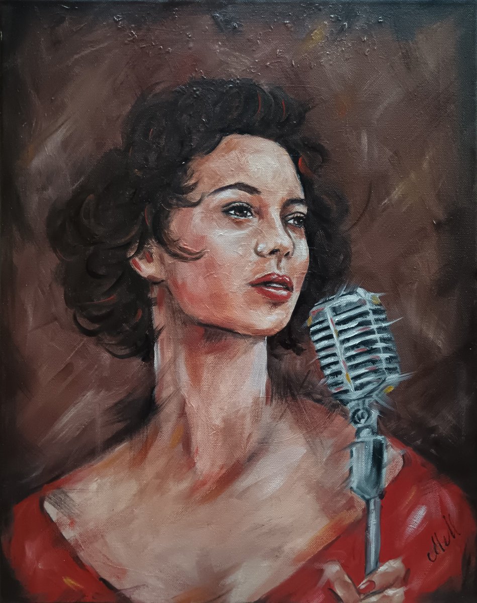 Impressionistic Portrait Oil Painting By Mateja Marinko, 16 X 20", Woman Singer, Original Artwork