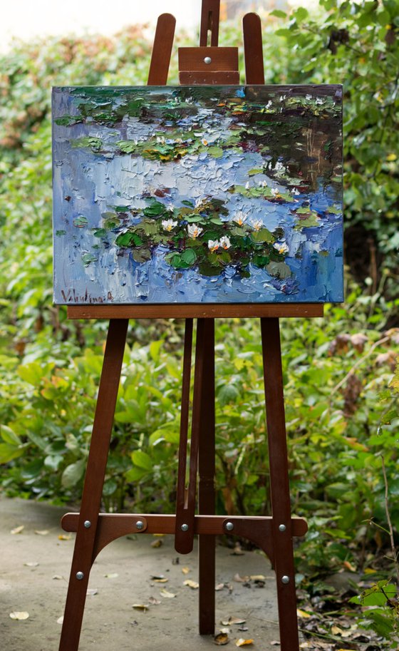 White water Lilies - Original Oil painting