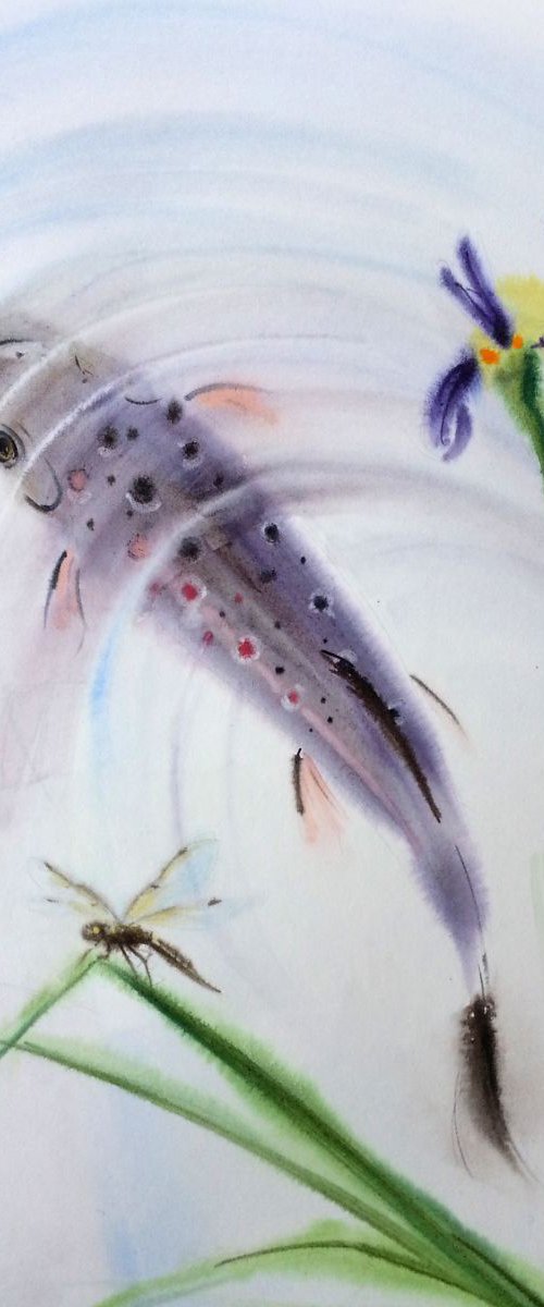 Brown Trout - trout watercolor by Olga Beliaeva Watercolour