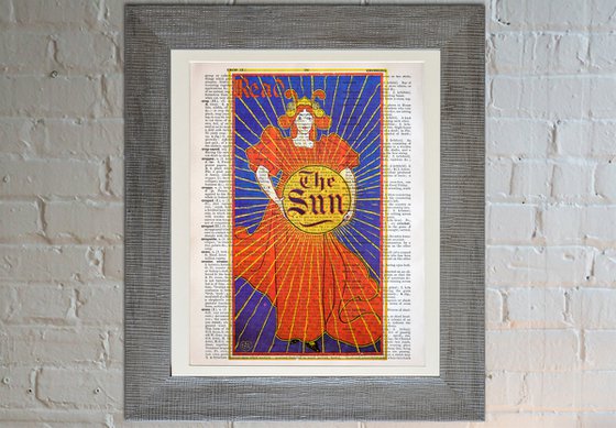 Read the Sun 2 - Collage Art Print on Large Real English Dictionary Vintage Book Page